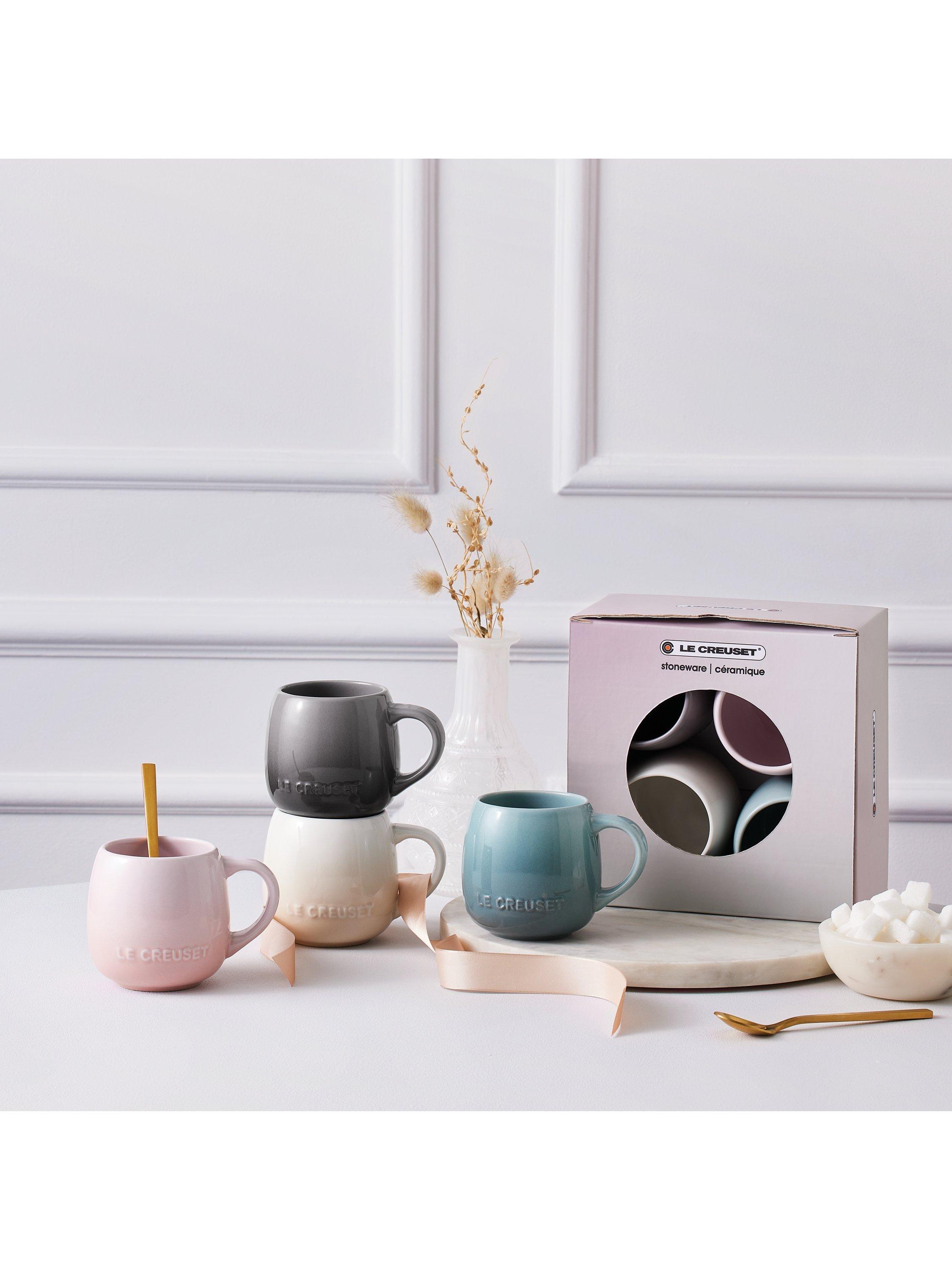Le Creuset stoneware mugs in assorted colours, 320ml set of 4, UK version
