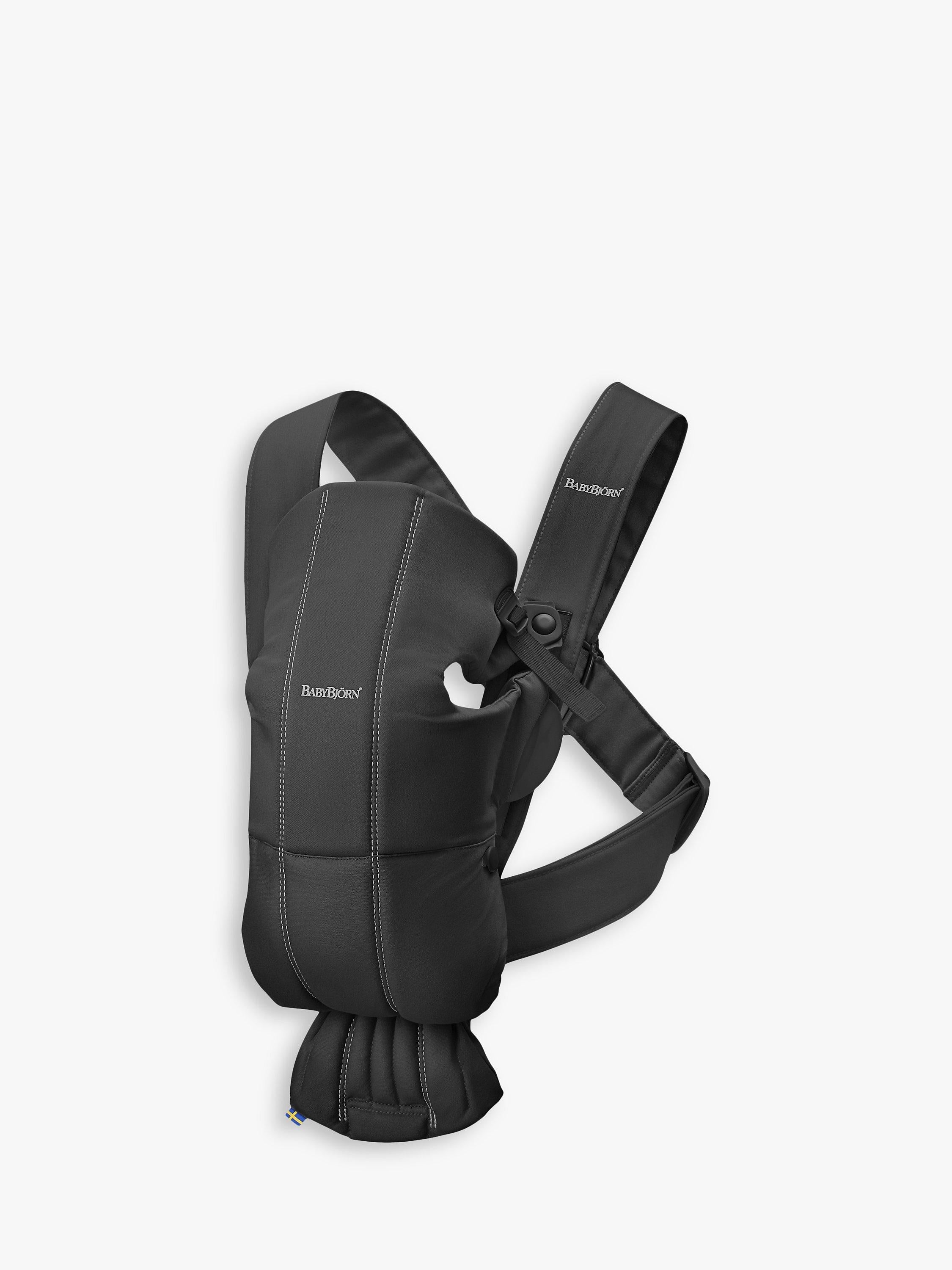BabyBjörn woven mini baby carrier in black for newborns - British product