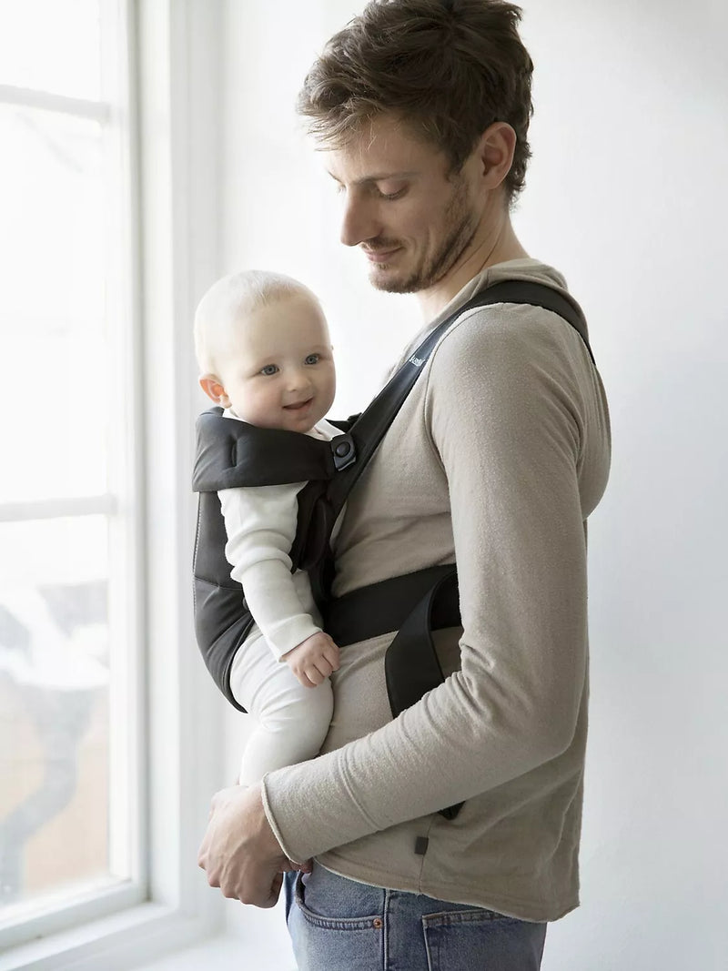 BabyBjörn woven mini baby carrier in black for newborns - British product