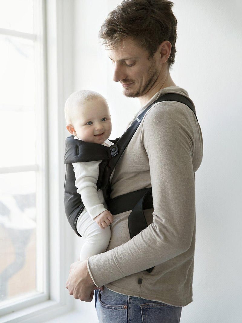 BabyBjörn woven mini baby carrier in black for newborns - British product