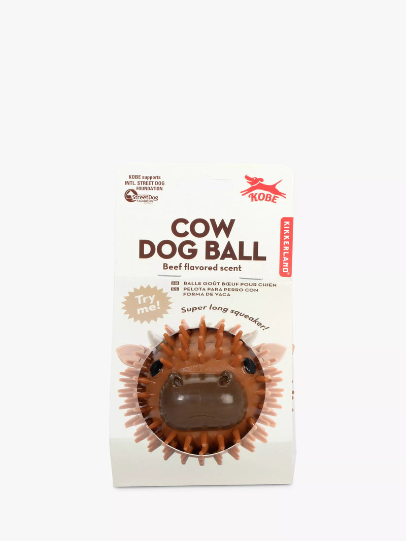 Kikkerland Highland Cow brown dog ball toy, UK version
