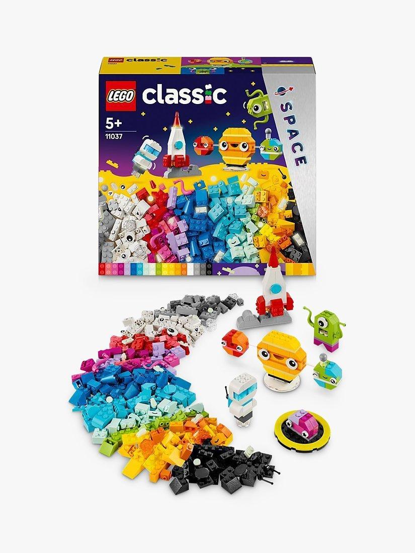 Creative Space Planets Building Set with Toy Rocket and Glow-in-the-Dark Bricks