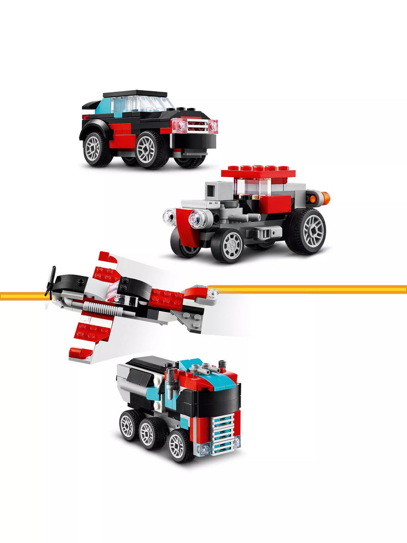 LEGO Creator 3in1 flatbed truck with helicopter building set, imported from the UK