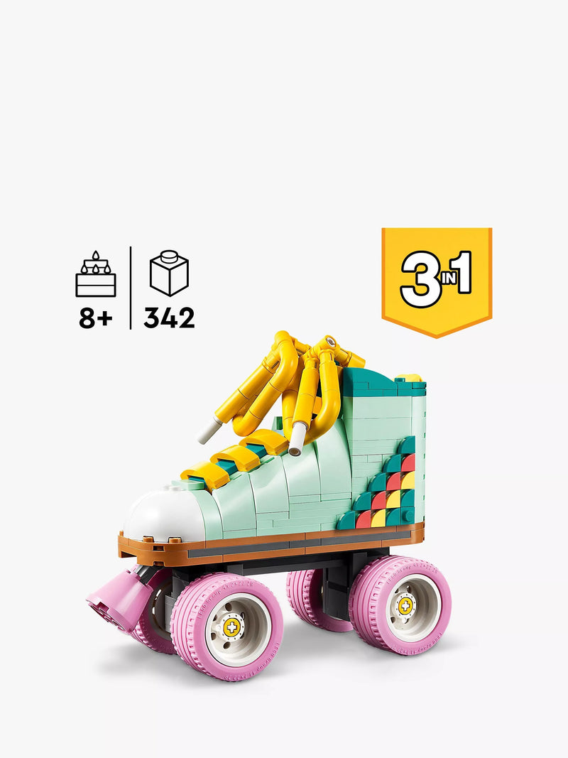LEGO Creator 3in1 Retro Roller Skate and Toy Skateboard Building Set 342 Pieces, UK version