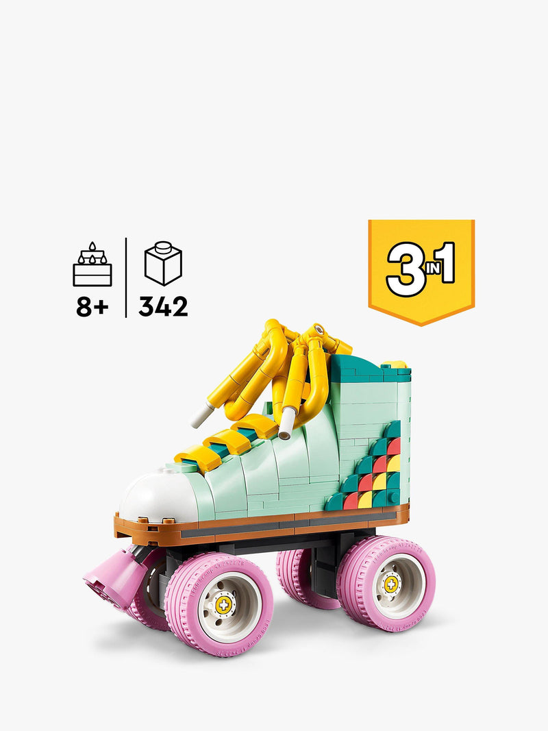 LEGO Creator 3in1 Retro Roller Skate and Toy Skateboard Building Set 342 Pieces, UK version