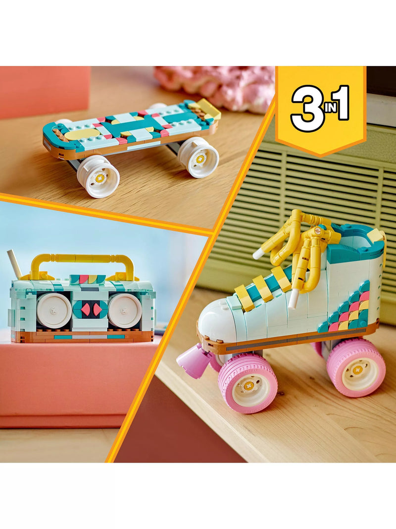 LEGO Creator 3in1 Retro Roller Skate and Toy Skateboard Building Set 342 Pieces, UK version