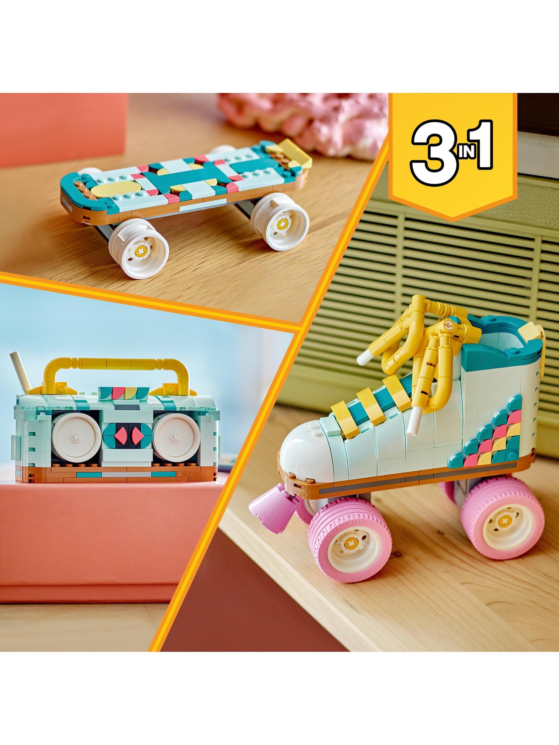 LEGO Creator 3in1 Retro Roller Skate and Toy Skateboard Building Set 342 Pieces, UK version
