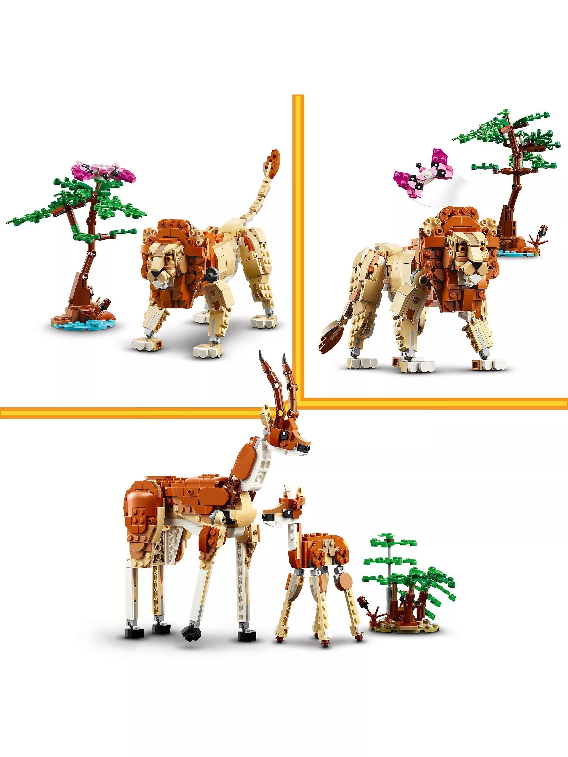 Lego Creator 3in1 Wild Safari Animals building set with 780 pieces, UK version