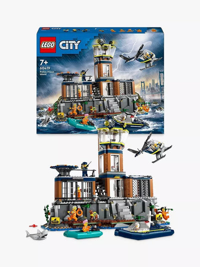 John Lewis Police Prison Island Building Set with Helicopter and Minifigures 980 Pieces- Buy online at McGrocer