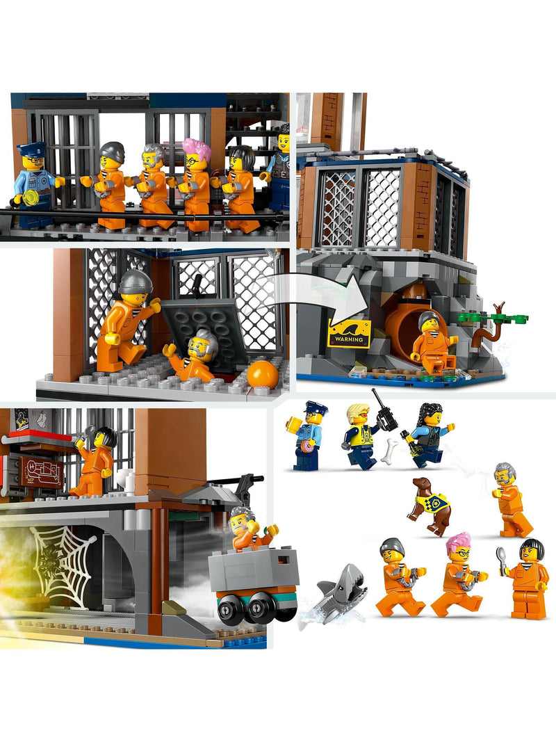 LEGO police prison island building set with helicopter and minifigures 980 pieces, UK version