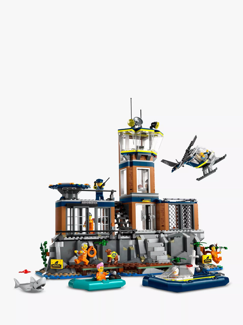 LEGO police prison island building set with helicopter and minifigures 980 pieces, UK version