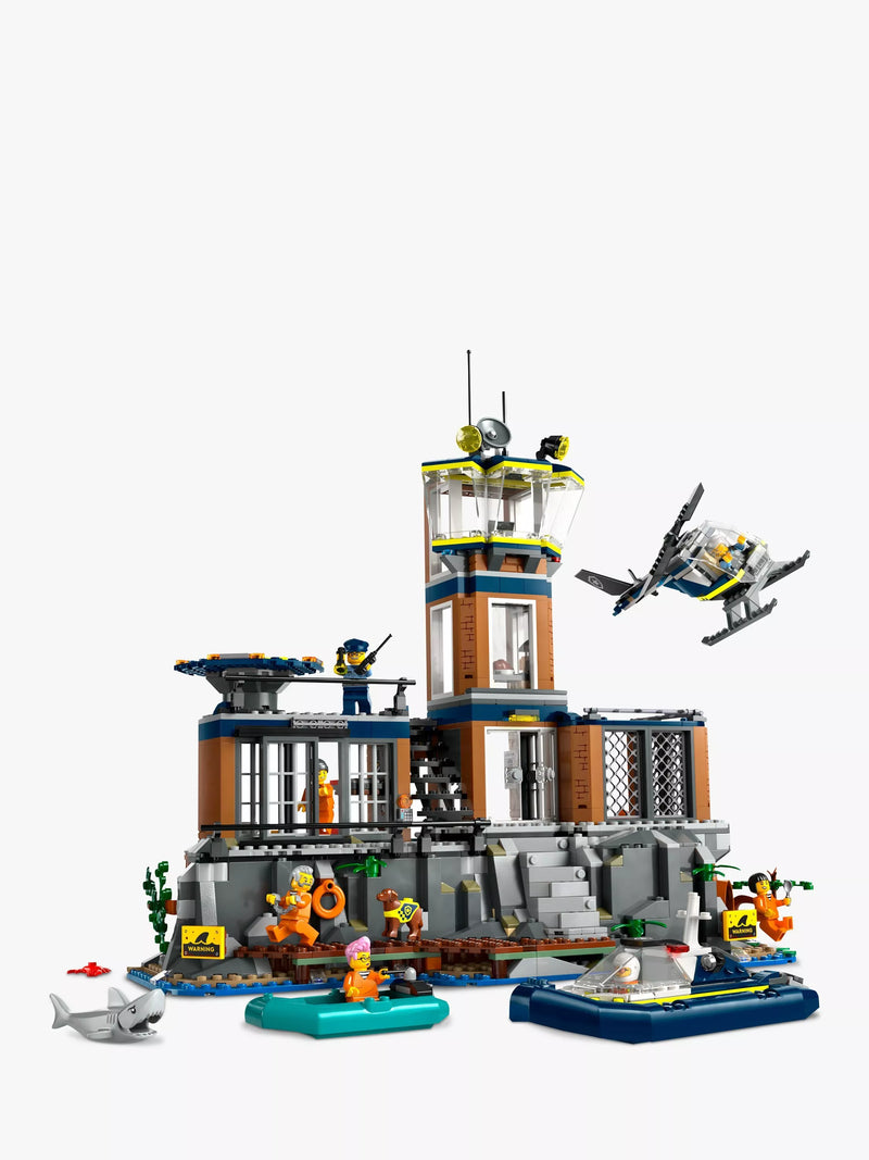 LEGO police prison island building set with helicopter and minifigures 980 pieces, UK version