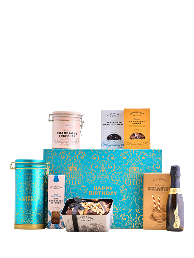 John Lewis Happy Birthday Gift Box with Sweet Treats and Prosecco- Buy online at McGrocer