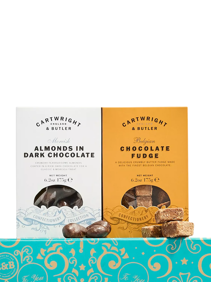 Cartwright & Butler happy birthday gift box with sweet treats and prosecco - British product