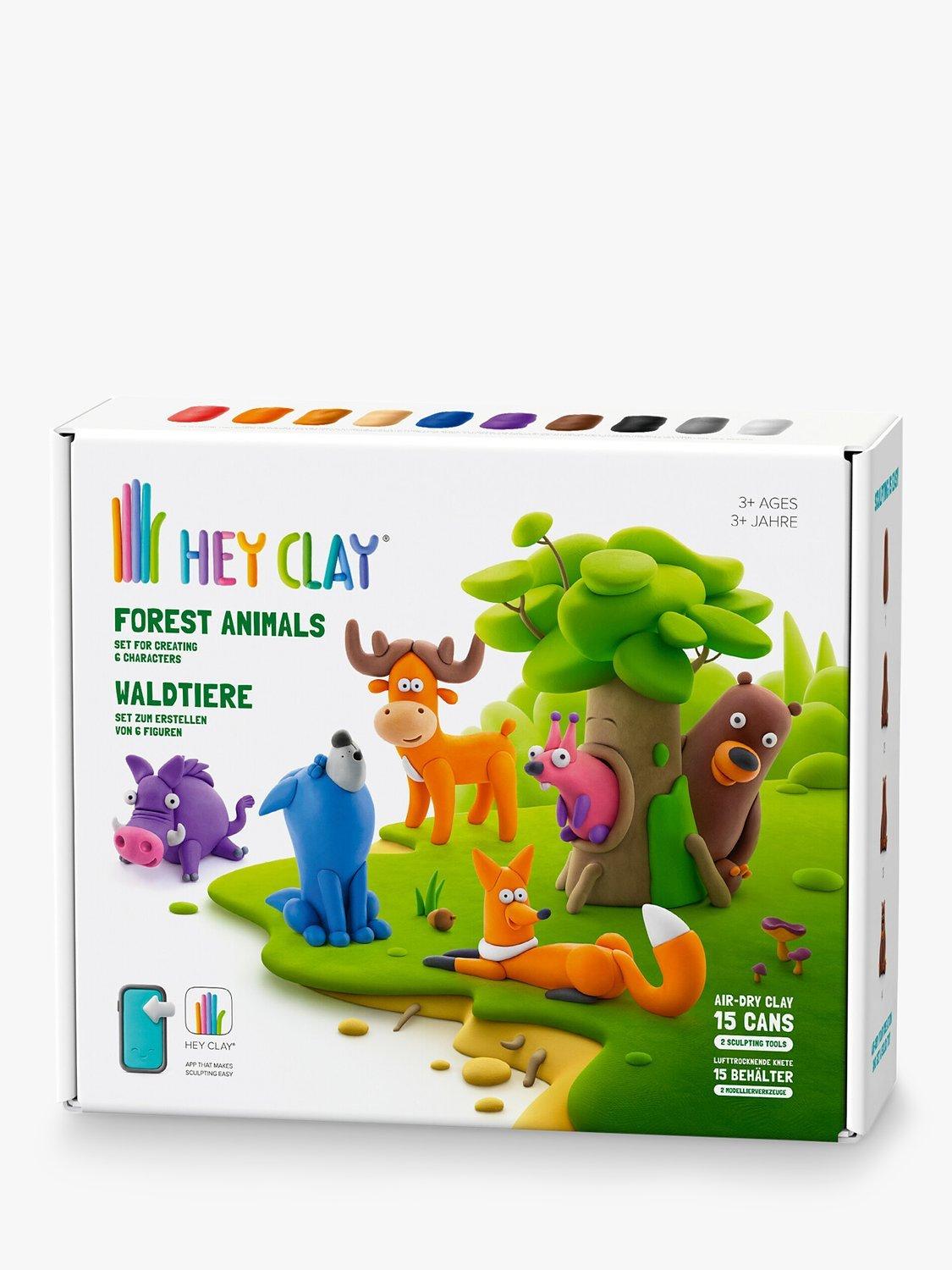 مجموعة حرفية كبيرة بتصميم حيوانات الغابة من TOMY Hey Clay، نسخة المملكة المتحدة