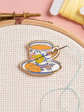 Caterpillar Cross Stitch teacup needle minder (British brand)
