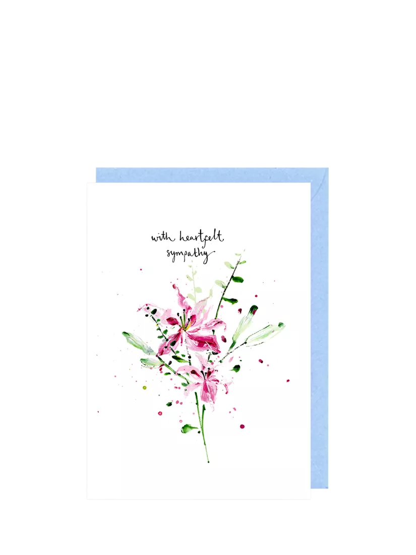 Louise Mulgrew sympathy card blank inside blue envelope - British product