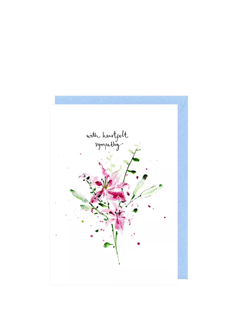 Louise Mulgrew sympathy card blank inside blue envelope - British product