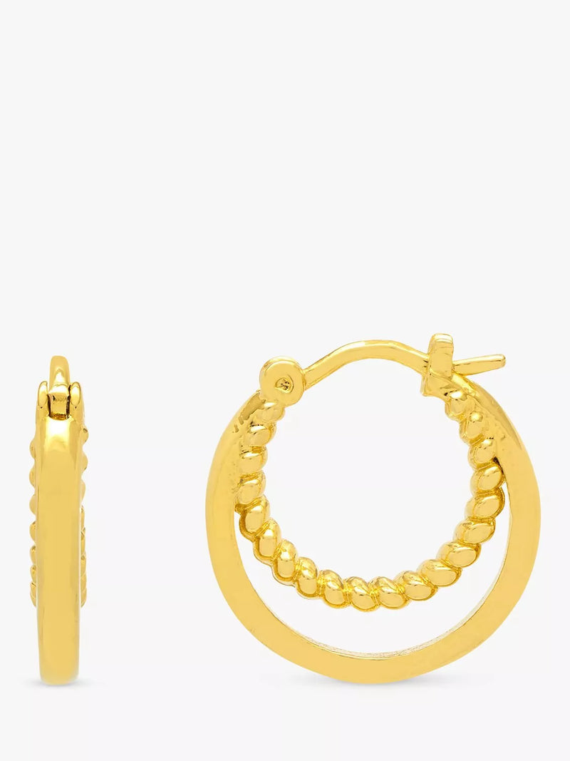 Estella Bartlett gold plated double twisted hoop earrings, imported from the UK