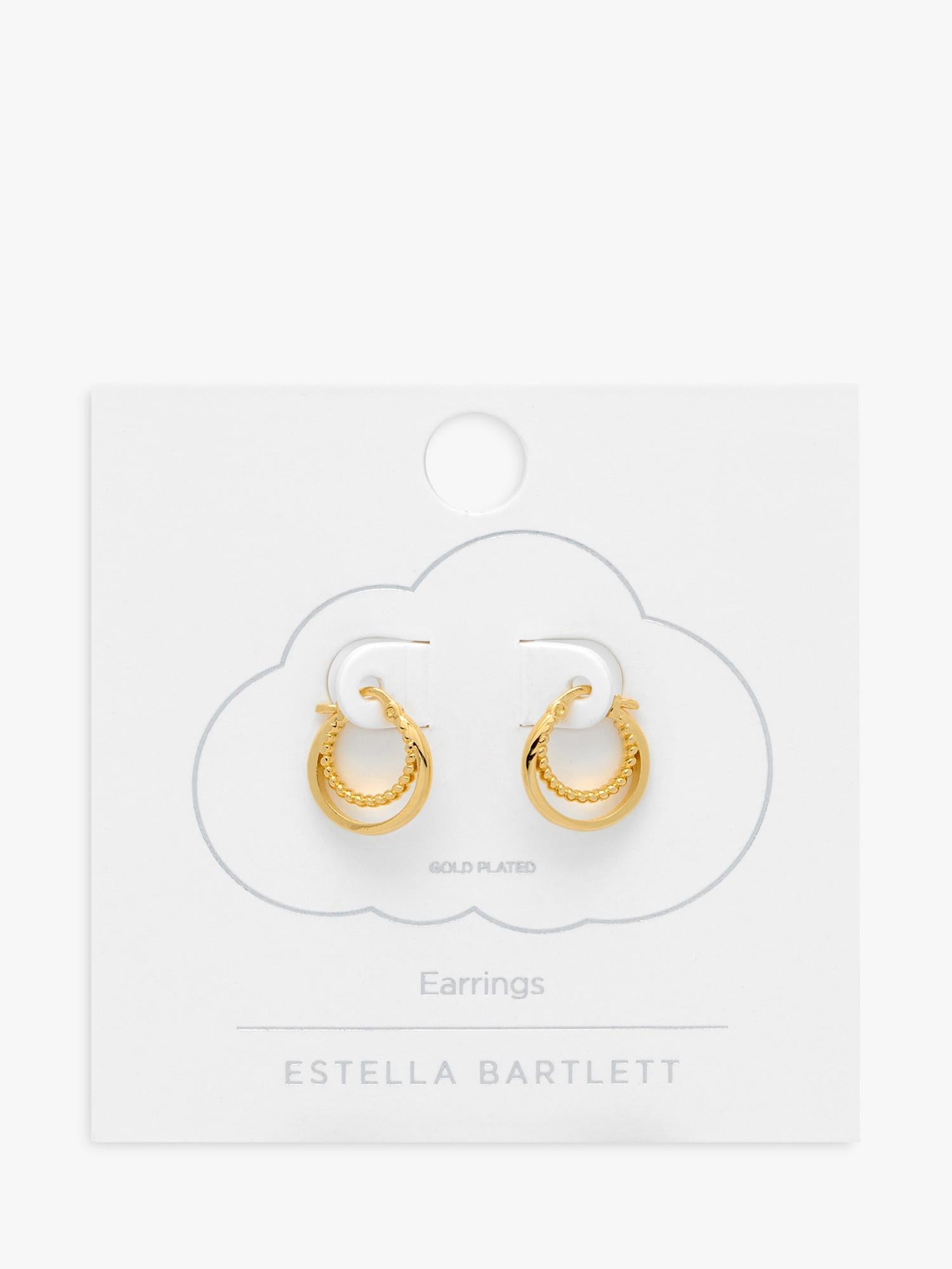 أقراط Estella Bartlett مطلية بالذهب بتصميم دائري مزدوج ملتف، مستوردة من المملكة المتحدة