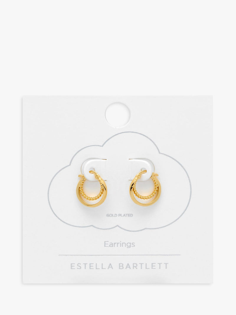 أقراط Estella Bartlett مطلية بالذهب بتصميم دائري مزدوج ملتف، مستوردة من المملكة المتحدة