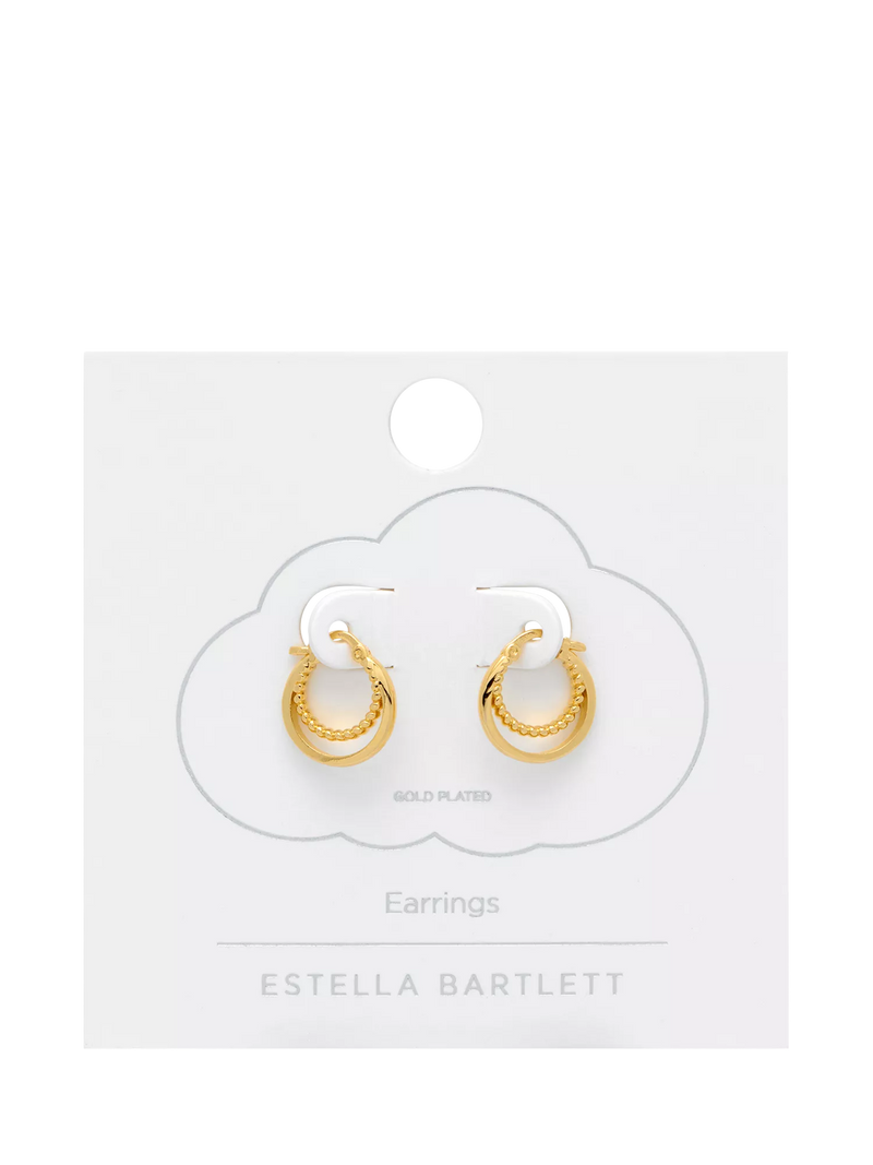 Estella Bartlett gold plated double twisted hoop earrings, imported from the UK