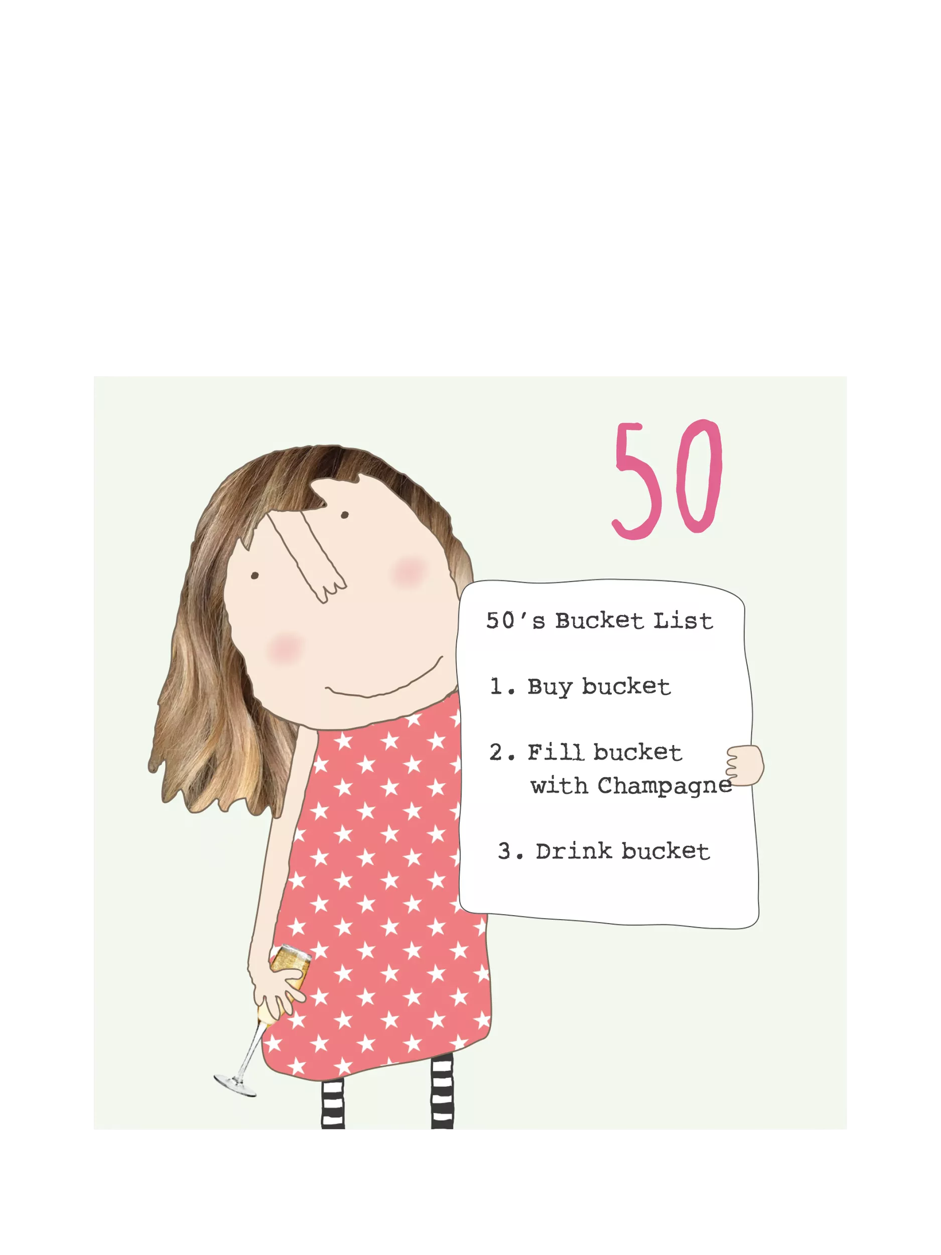 Rosie Made A Thing 50th birthday card bucket list design, UK version