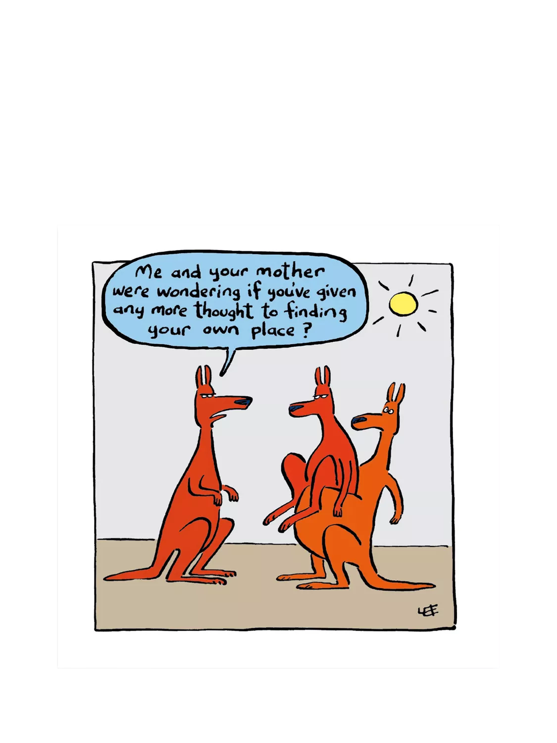 Woodmansterne kangaroo greetings card with blue envelope, UK version