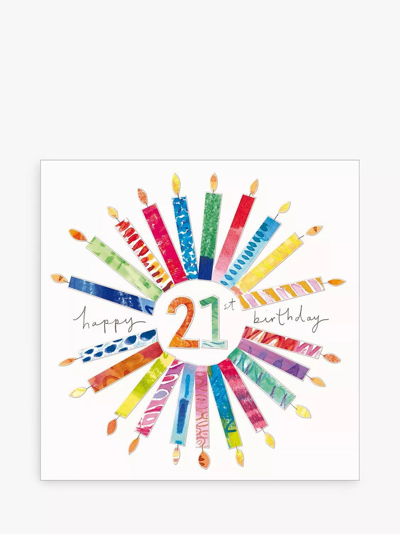 Woodmansterne 21st birthday card kaleidoscope pattern square 10cm UK version