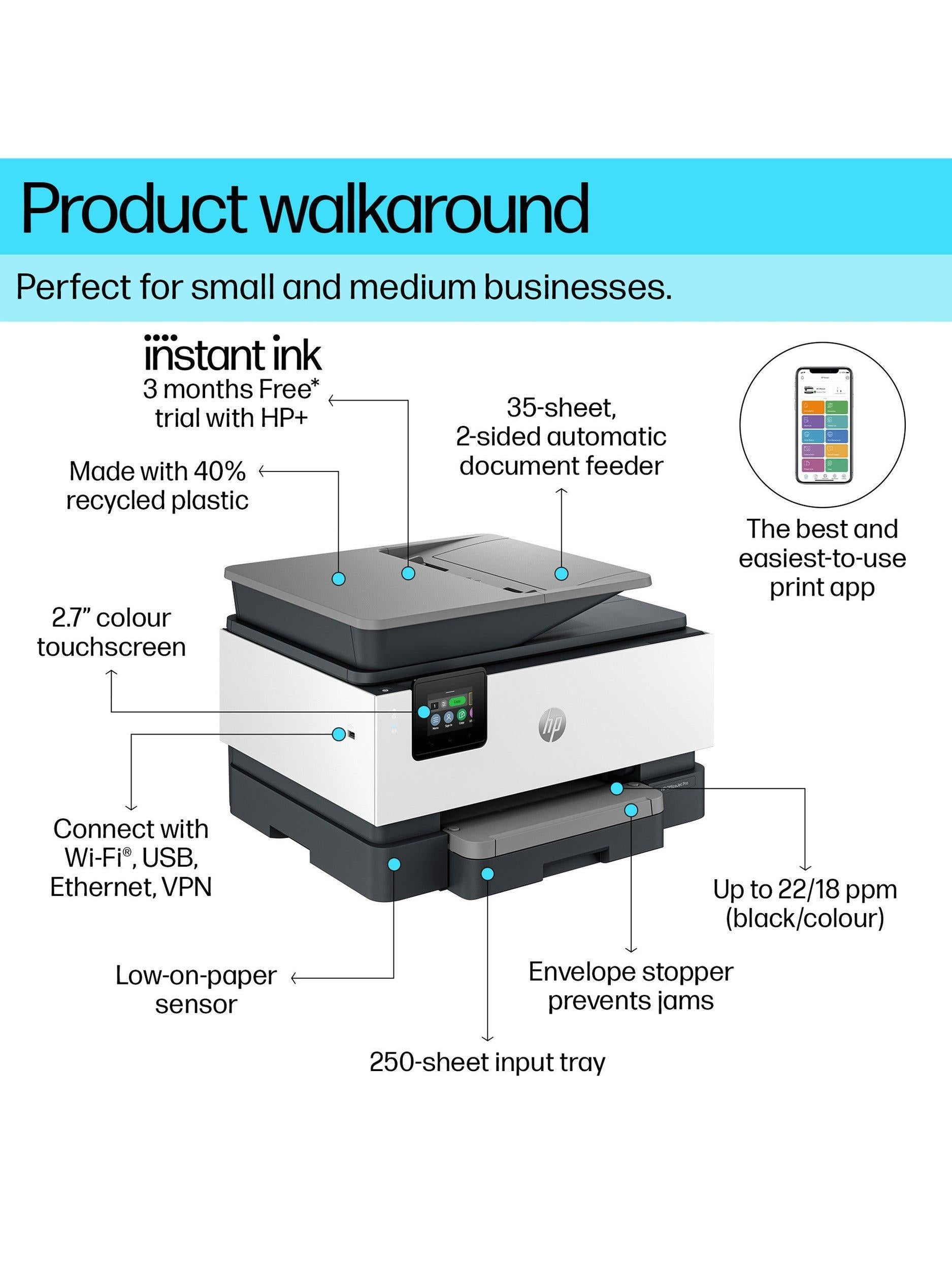 HP OfficeJet Pro 9120e all-in-one printer - British product
