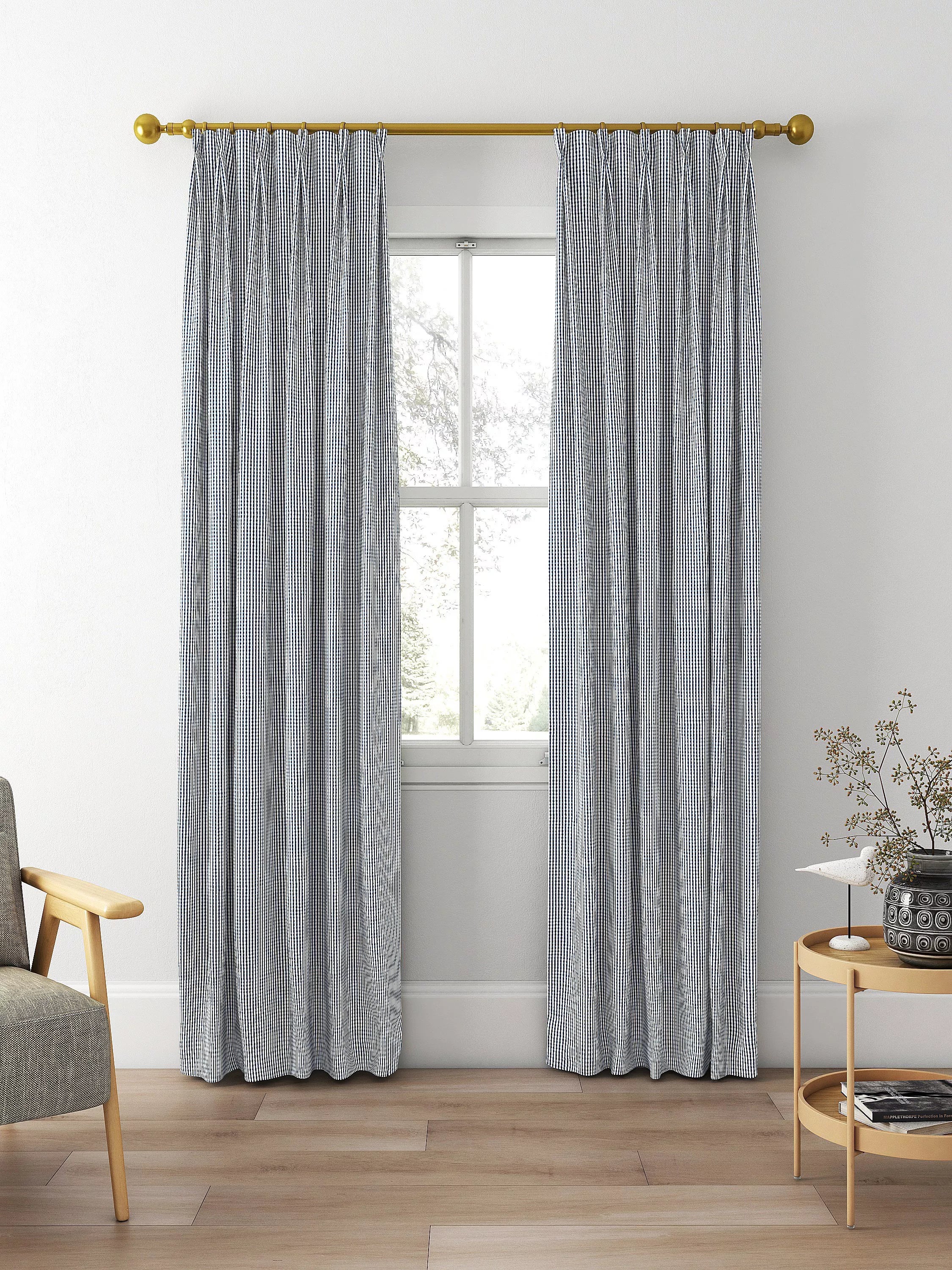 Clarke & Clarke navy curtain or roman blind made to measure, UK version