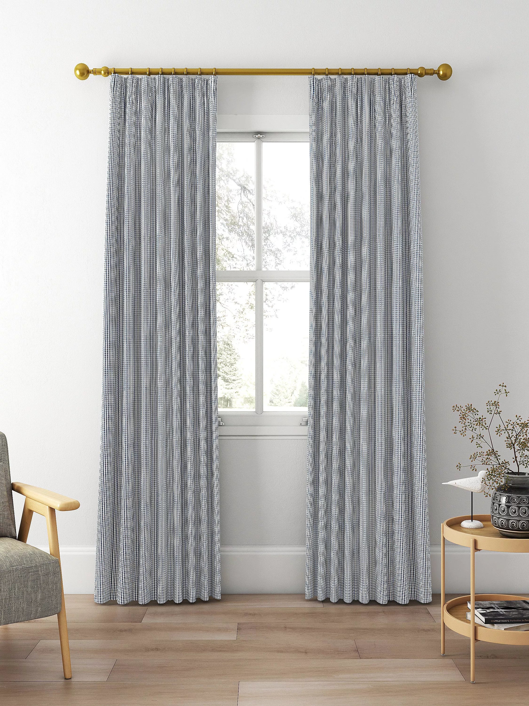 Clarke & Clarke navy curtain or roman blind made to measure, UK version
