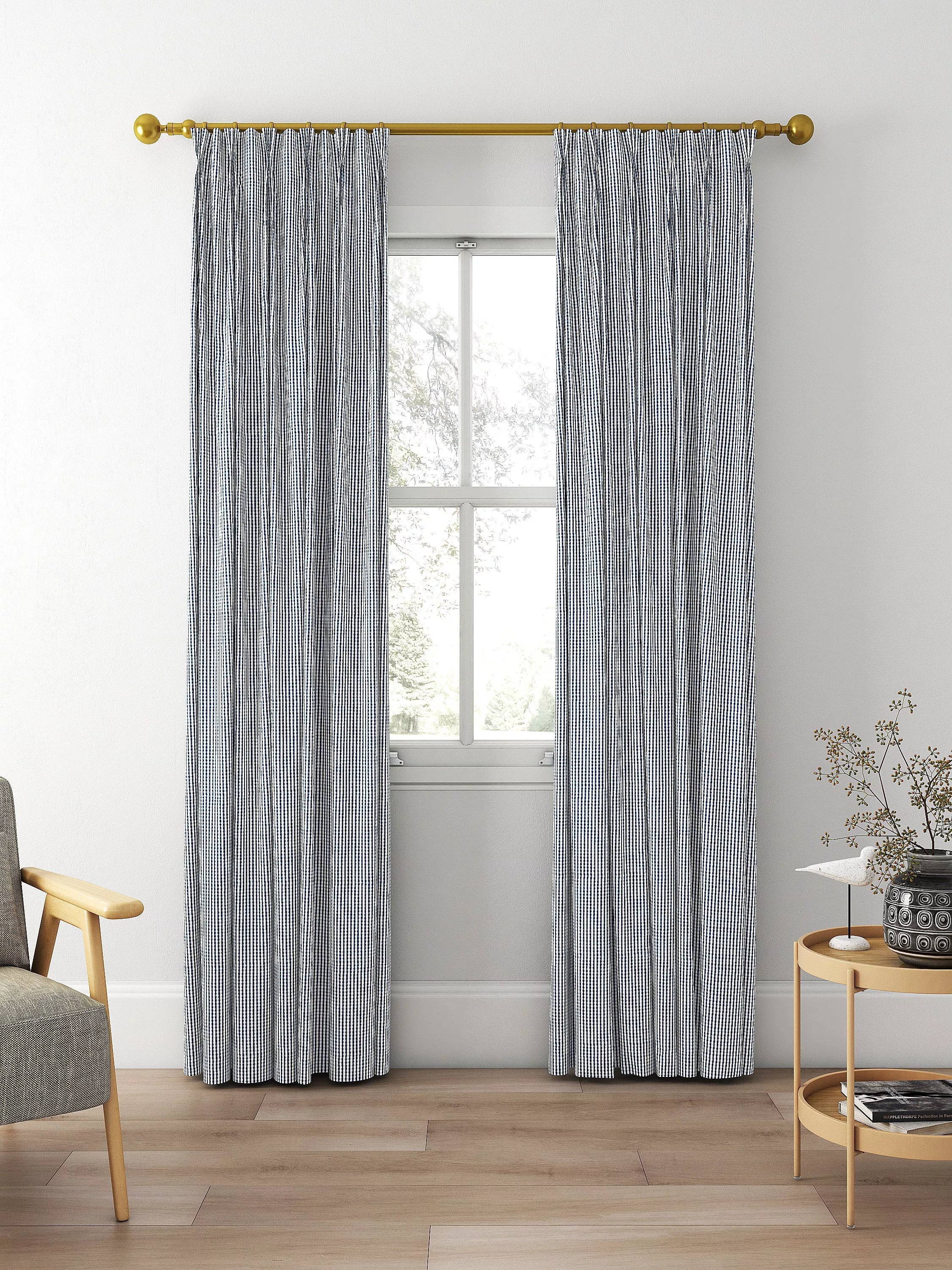 Clarke & Clarke navy curtain or roman blind made to measure, UK version