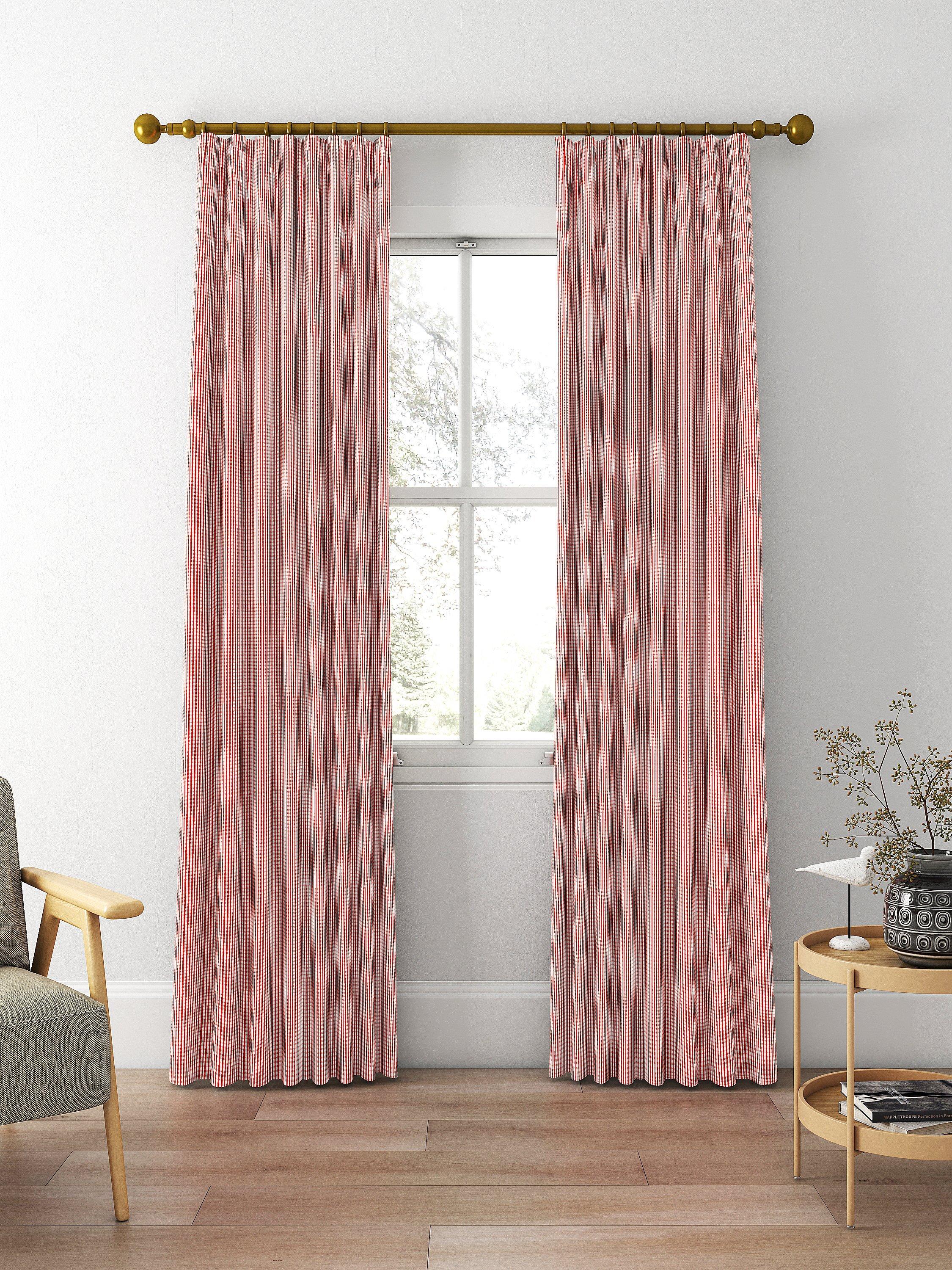 Clarke & Clarke Windsor curtain fabric Rouge check pattern, imported from the UK