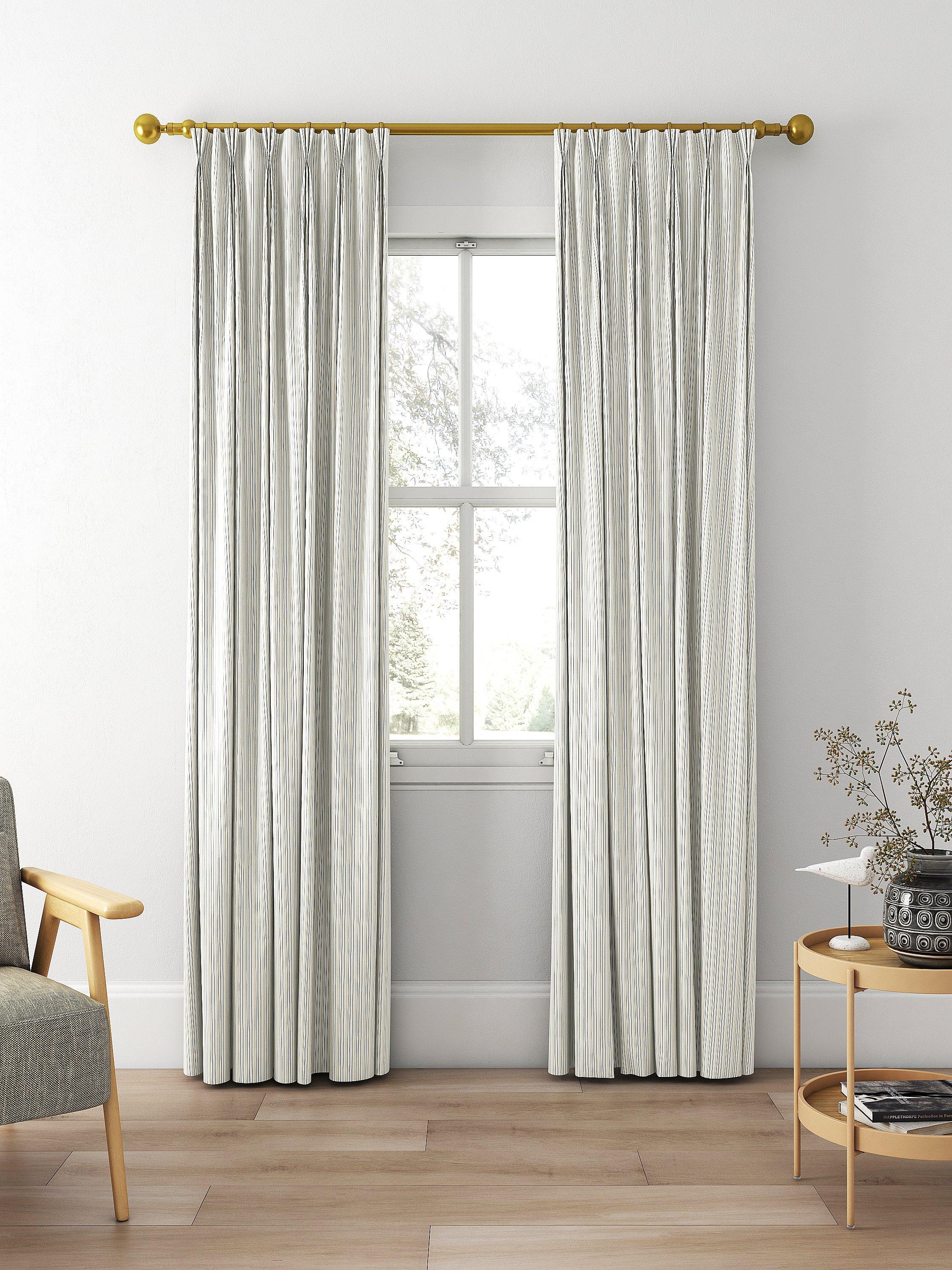 Clarke & Clarke Maryland denim stripe curtain fabric (British brand)