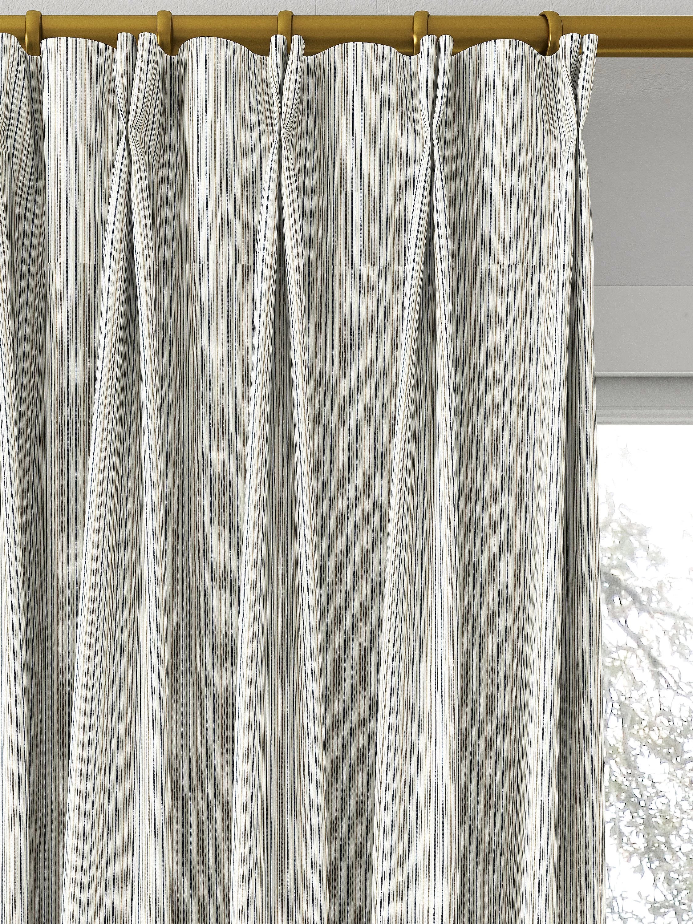 Clarke & Clarke Maryland denim stripe curtain fabric (British brand)