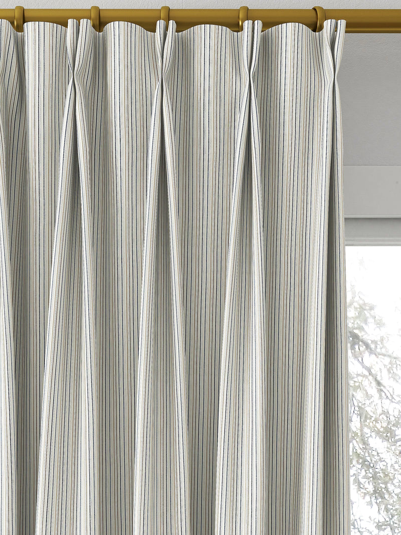Clarke & Clarke Maryland denim stripe curtain fabric (British brand)