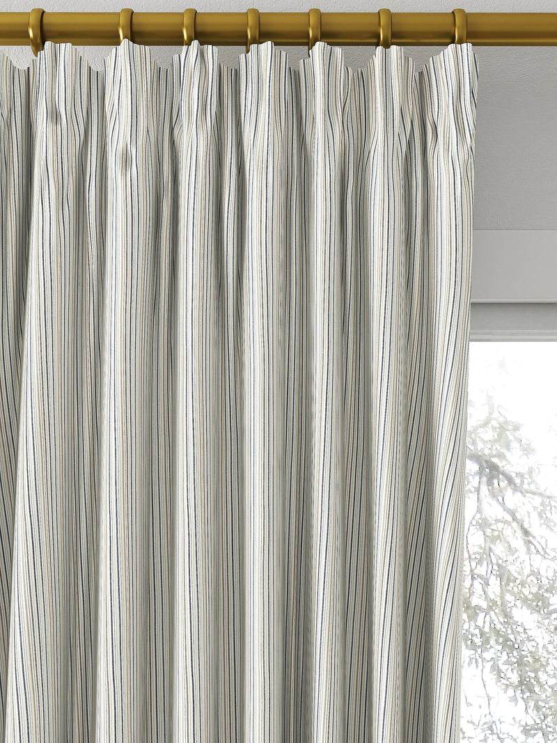 Clarke & Clarke Maryland denim stripe curtain fabric (British brand)