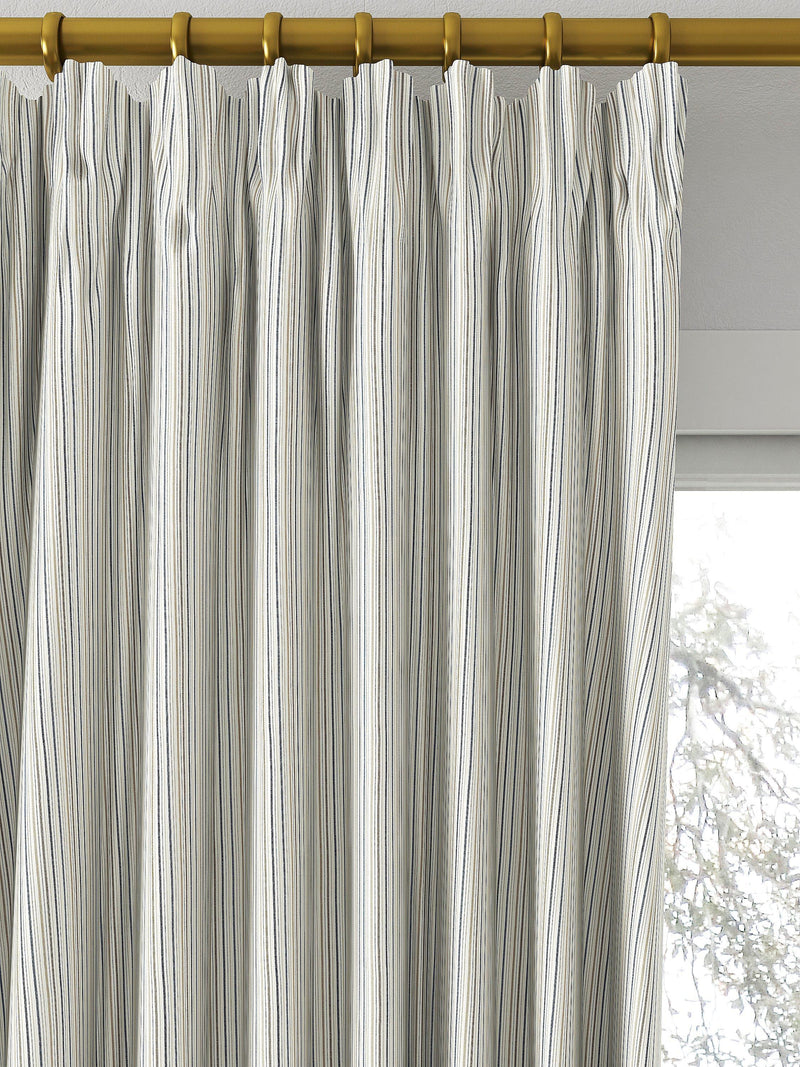 Clarke & Clarke Maryland denim stripe curtain fabric (British brand)