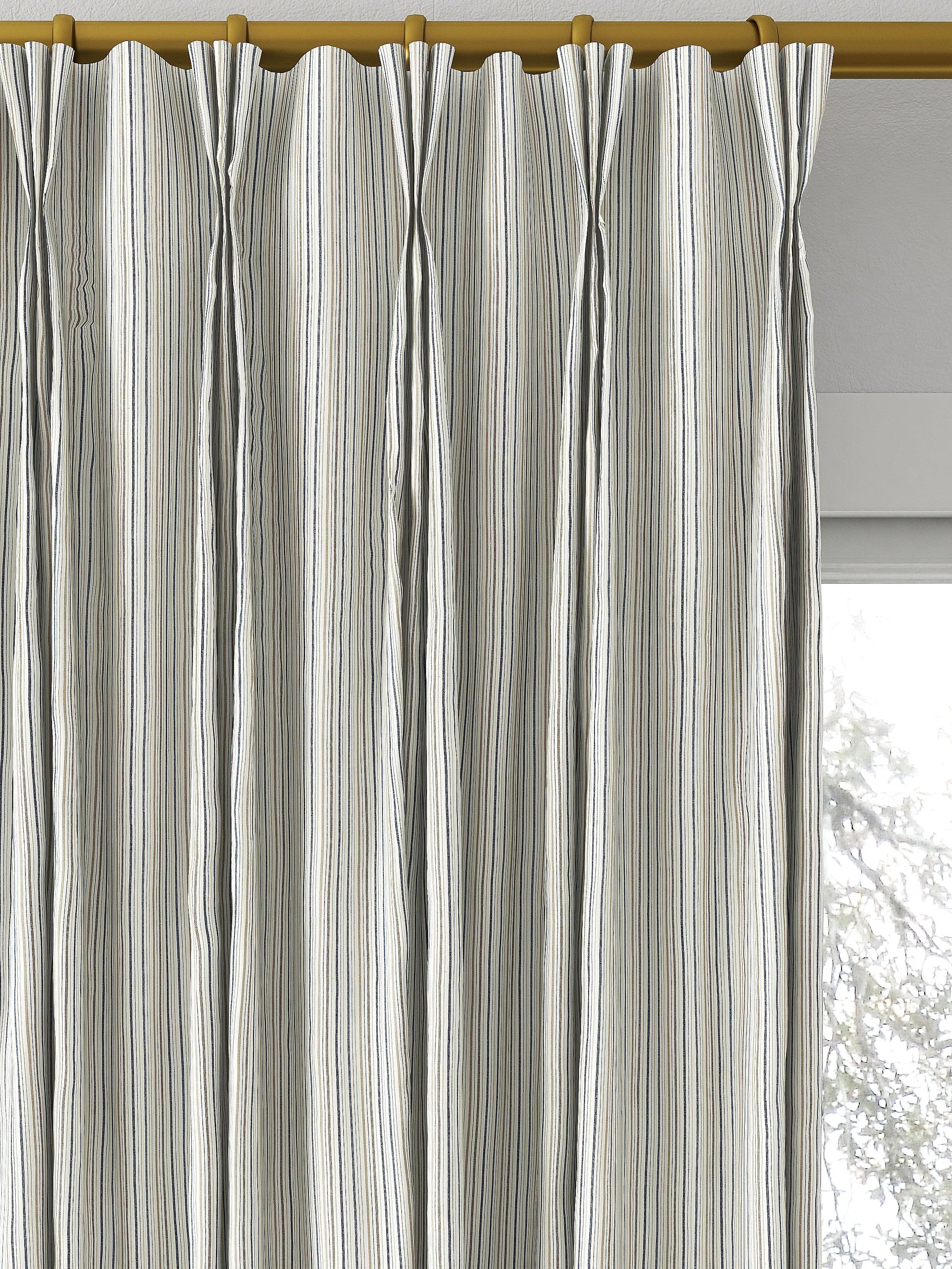 Clarke & Clarke Maryland denim stripe curtain fabric (British brand)