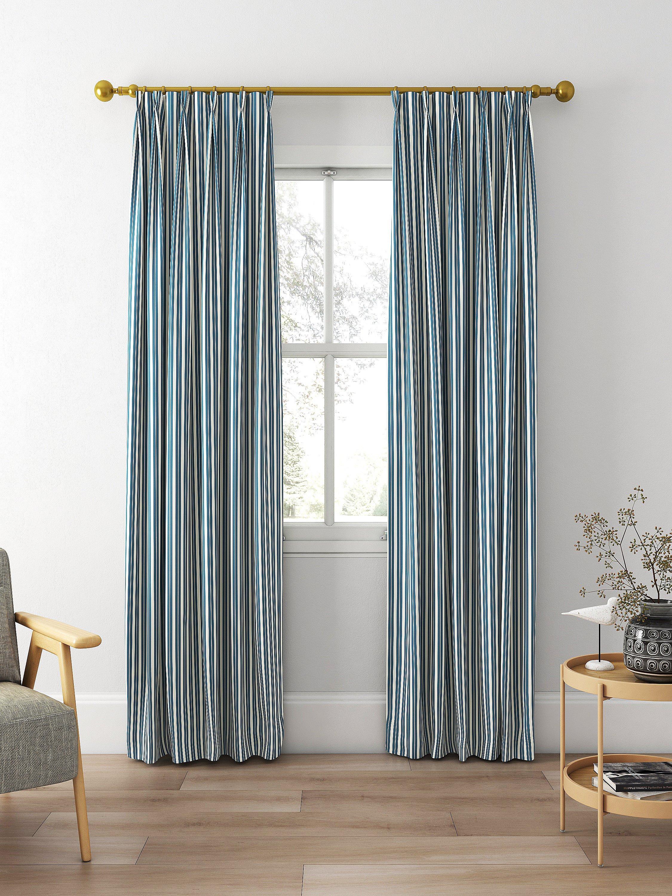 Clarke & Clarke Belgravia curtains denim/linen stripe, UK version
