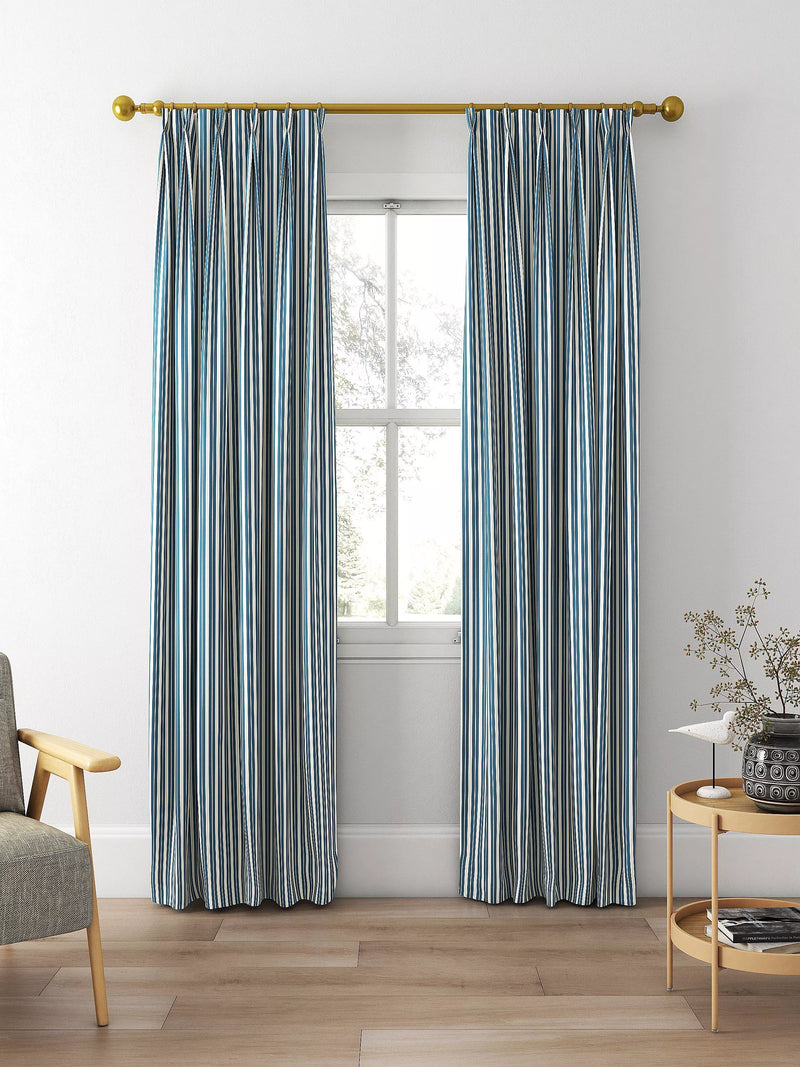 Clarke & Clarke Belgravia curtains denim/linen stripe, UK version