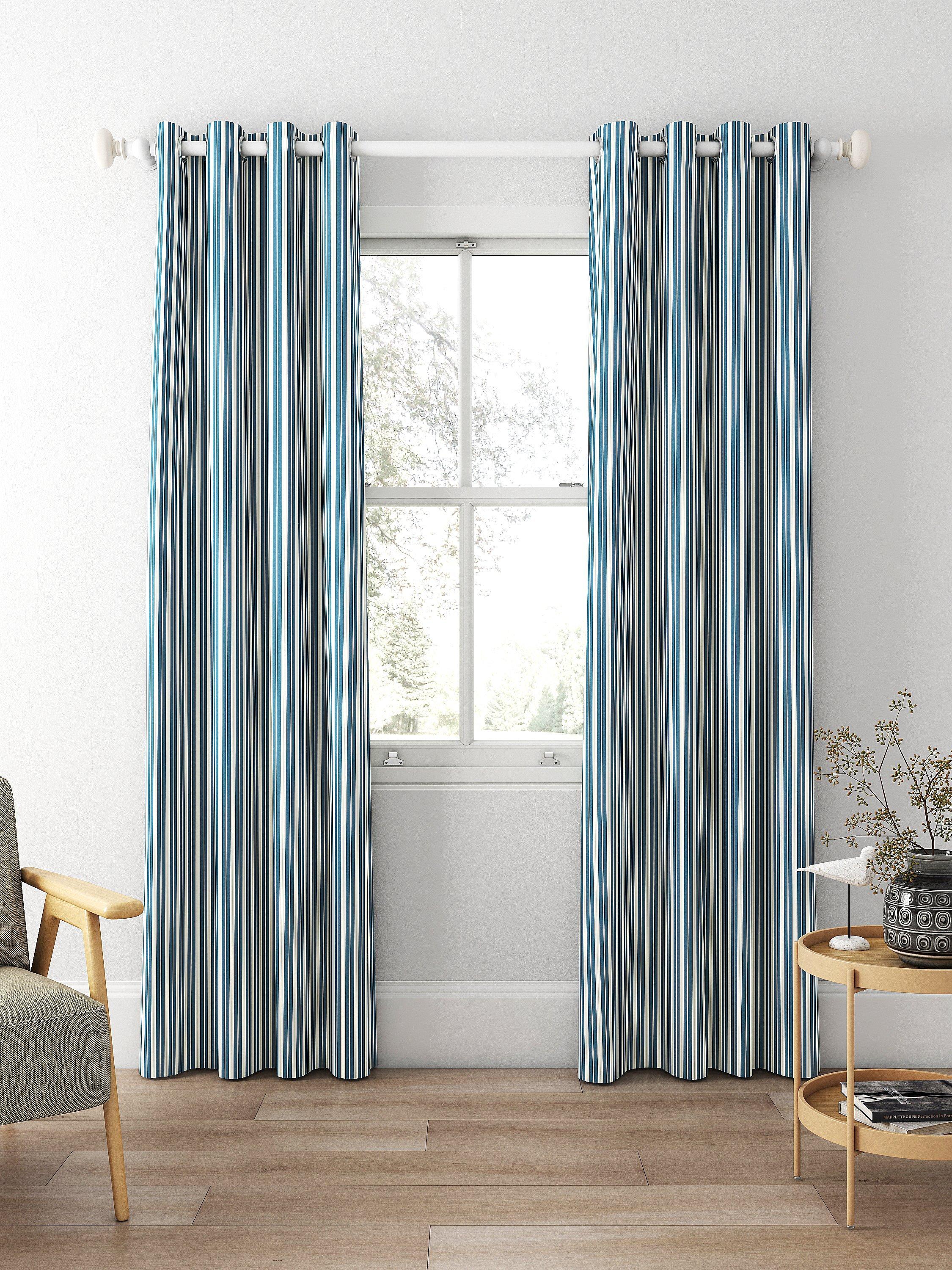 Clarke & Clarke Belgravia curtains denim/linen stripe, UK version