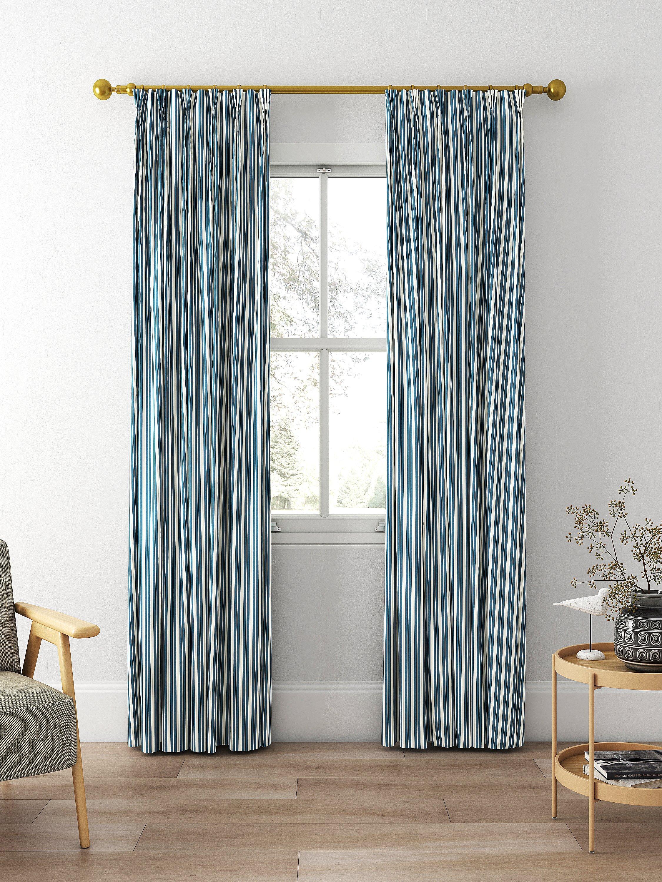 Clarke & Clarke Belgravia curtains denim/linen stripe, UK version