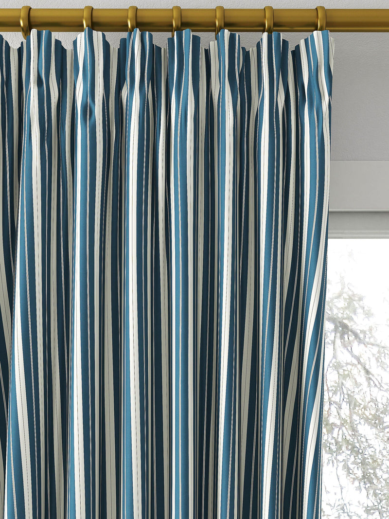 Clarke & Clarke Belgravia curtains denim/linen stripe, UK version