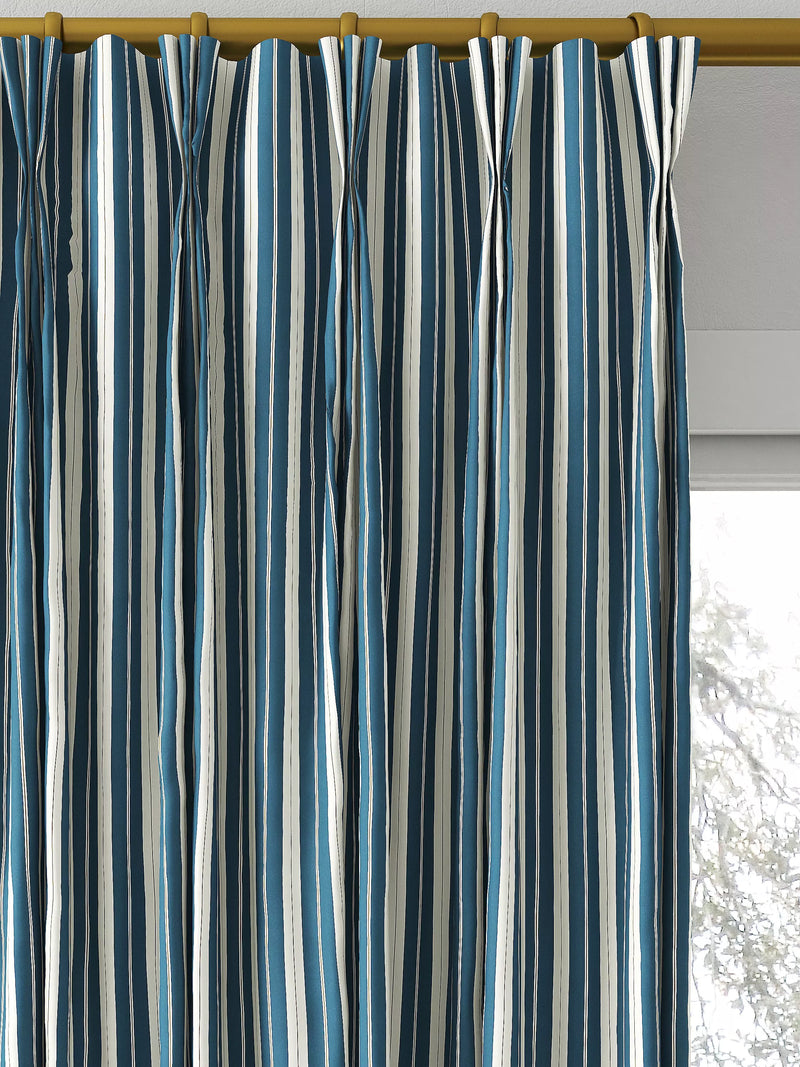 Clarke & Clarke Belgravia curtains denim/linen stripe, UK version
