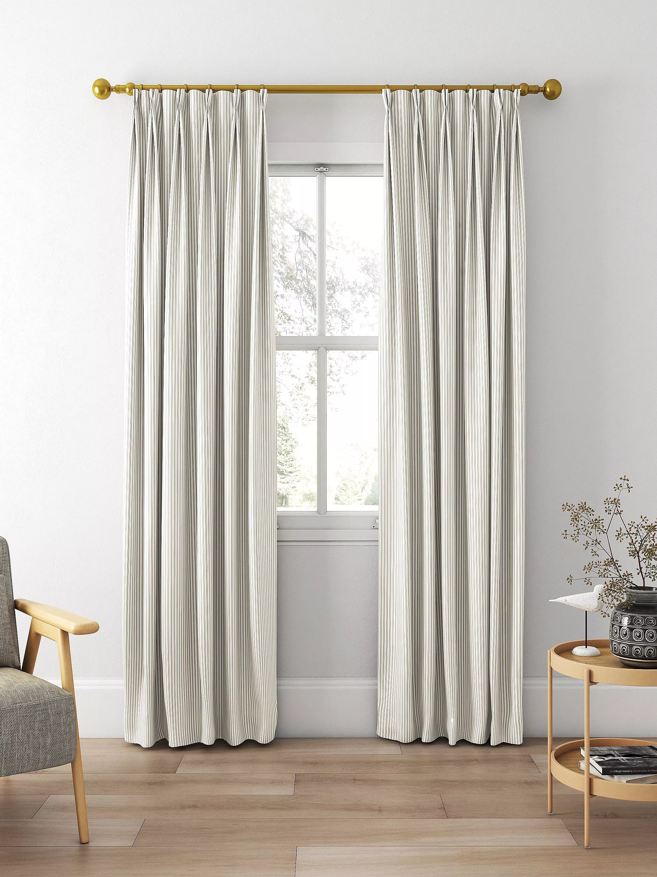 Clarke & Clarke Edison made to measure curtains charcoal natural stripe fabric, UK version