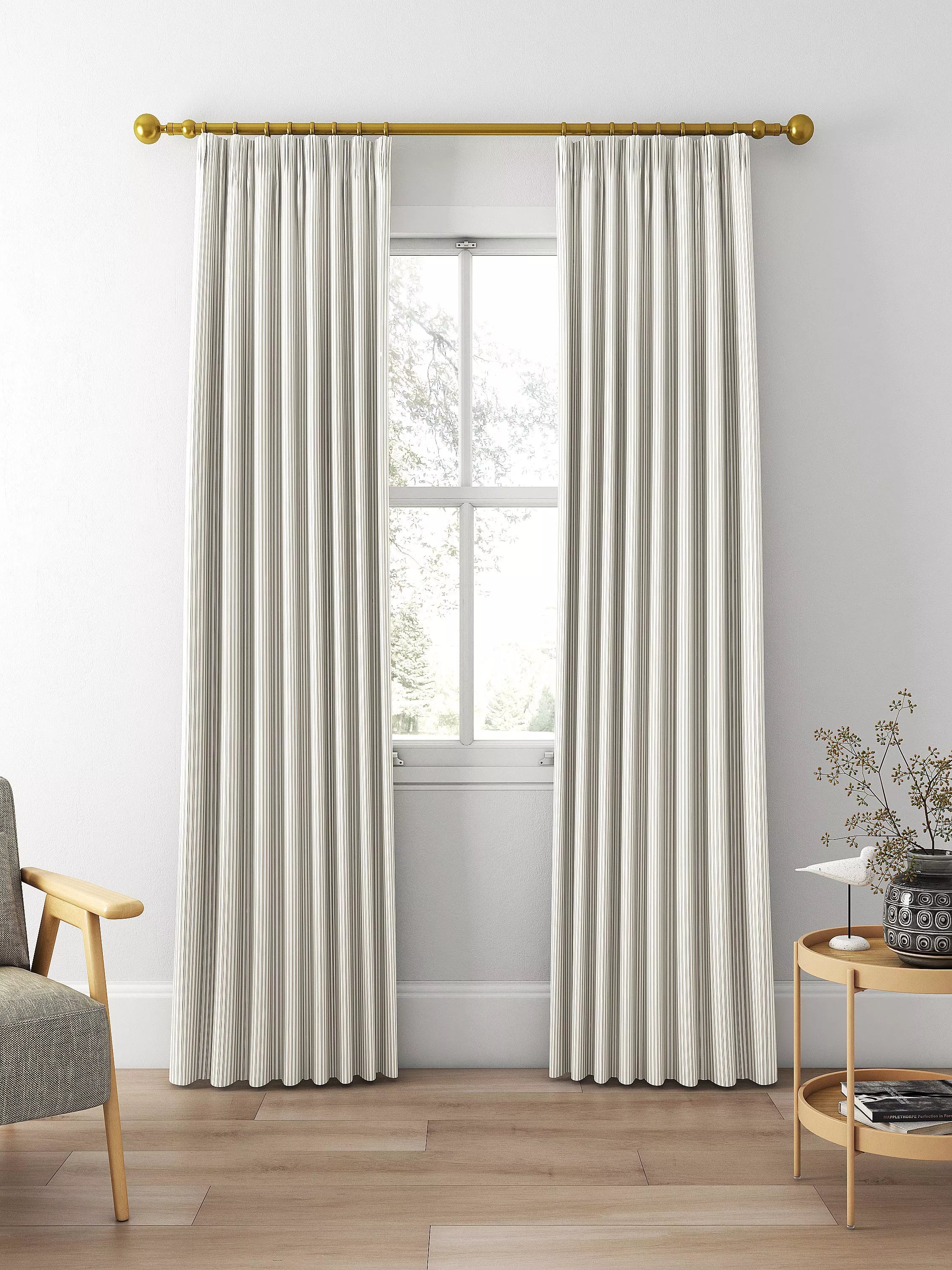Clarke & Clarke Edison made to measure curtains charcoal natural stripe fabric, UK version