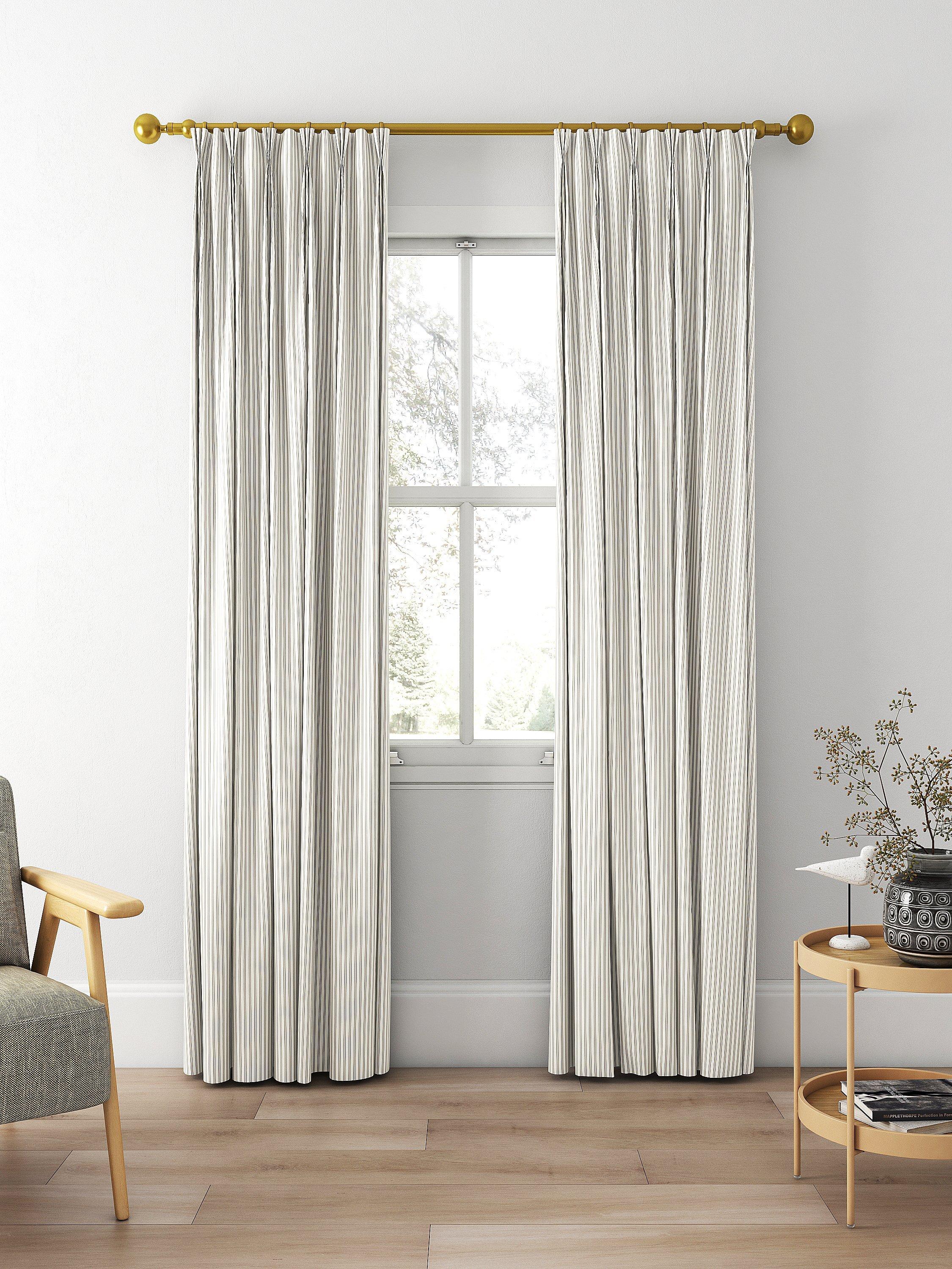 Clarke & Clarke Edison made to measure curtains charcoal natural stripe fabric, UK version