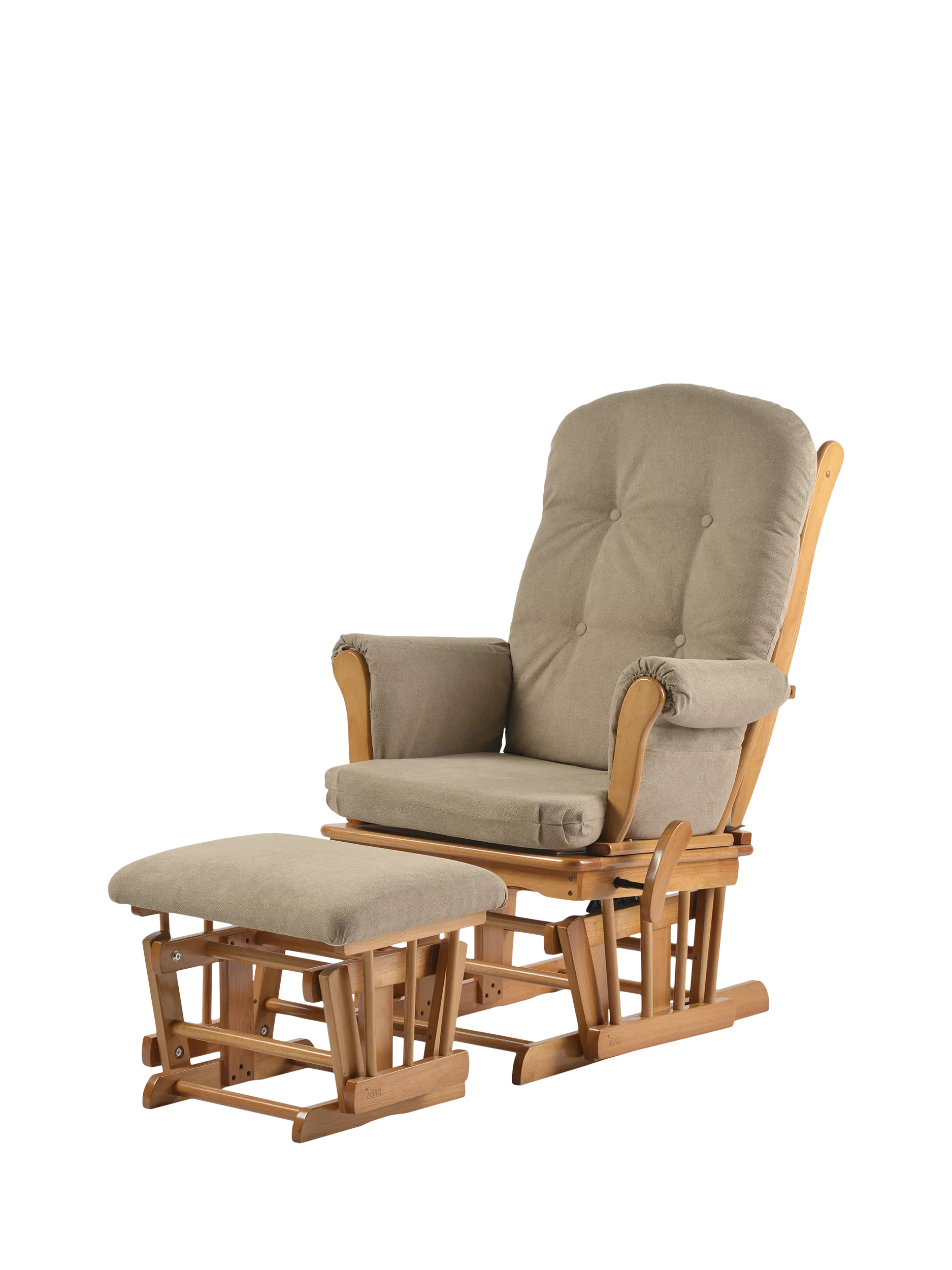 Kub Kielder Glider Nursing Chair and Footstool - Warm Grey/Dark Wood